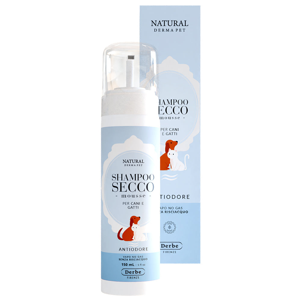 Dry shampoo mousse for dogs and cats – No-rinse, anti-odor formula – 150ml