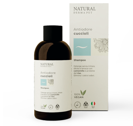 Šampūnas šuniukams itin švelnus su ryžių baltymais ir ramunėlėmis