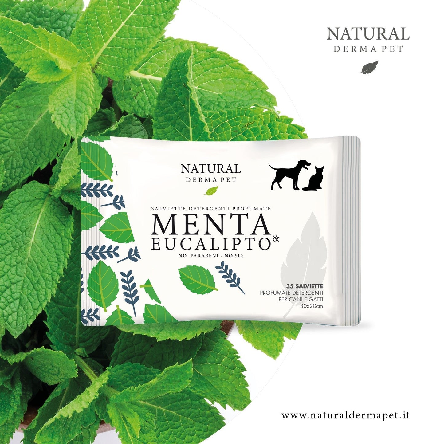 Wet Dog & Cat Wipes for Coat – Mint & Eucalyptus Scent – 35pcs