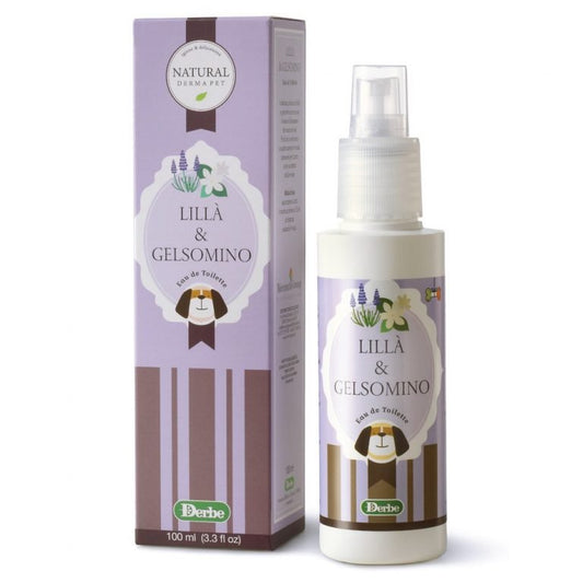 Bottle of dog and cat perfume for pets, scented with lilac & jasmine 100ml