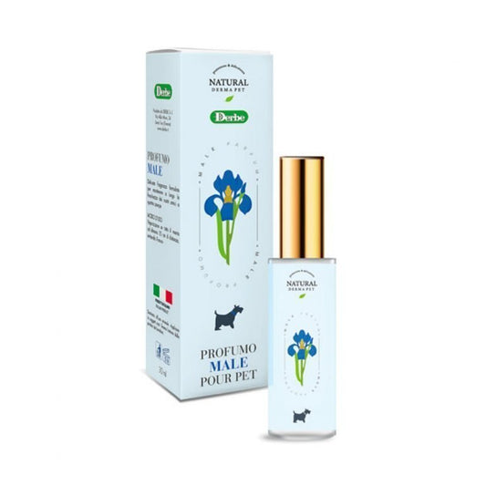 Bottle of dog and cat perfume for male pets, scented with flower heart & amber 30ml