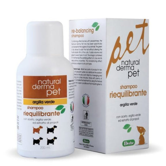 Rebalancing dog shampoo with green clay and propolis extract