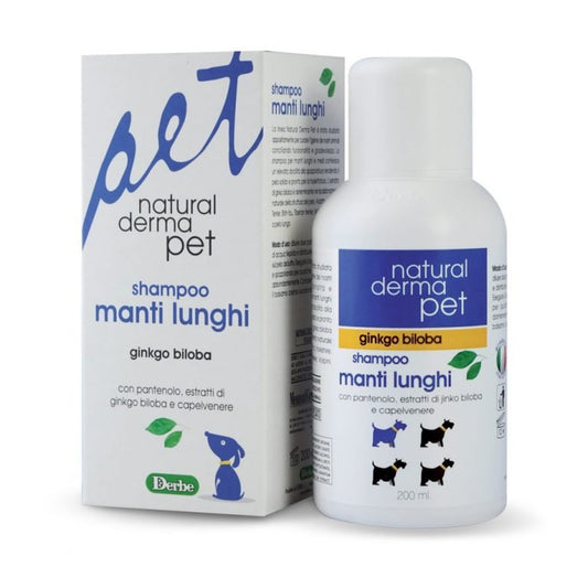 Long hair dog shampoo with panthenol and ginkgo biloba